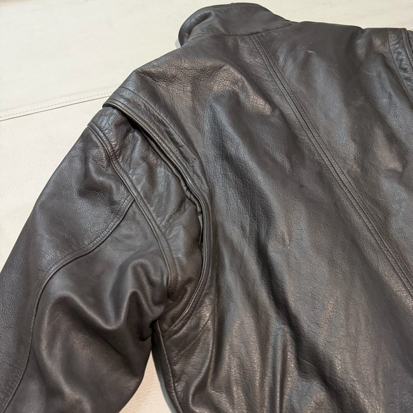 VTG London Fog Leather Bomber Jacket Black Zip A-2 Piolet Grunge SkateL Y2K-XXXX - Picture 10 of 10